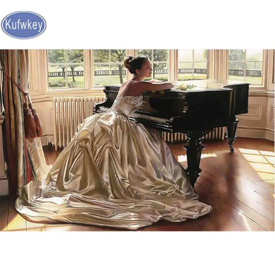

diamond embroidery Women and Piano 5d diamond painting full diamond mosaic 3d picture of rhinestones cross-stitch