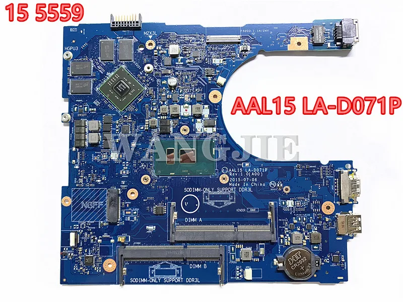 Clearance NEW mainboard For Dell 5559 Laptop motherboard AAL15 LA-D071P SR2EZ I7-6500U graphics card 100% Tested 0