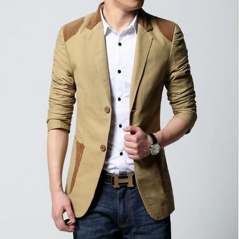 2019 VXO men's blazer masculino Casual Slim Fit Blazer Leather ...