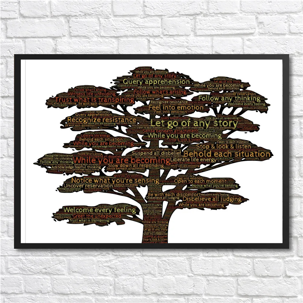 Printed Framed Words Tree Typography Wall Canvas Art Modern Painting