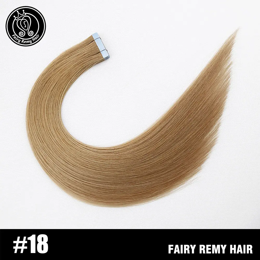 #18 Накладные Человеческие волосы Remy на ленте, настоящие натуральные волосы, невидимые, бесшовные, пепельный блонд, европейские клеящиеся волосы для наращивания, 2 г/шт - Цвет: #18