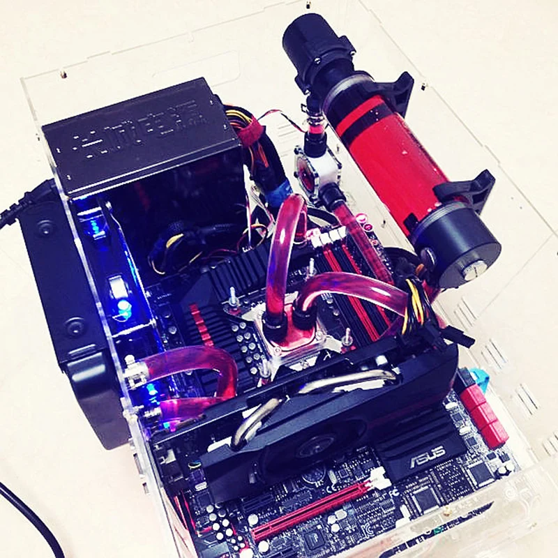 DIY персонализированные акриловые прозрачный Рабочий стол ПК Шасси в корпусе стойки геймер хост-бокс ATX материнская плата с USB led полосы 15-светодиодный вентилятор