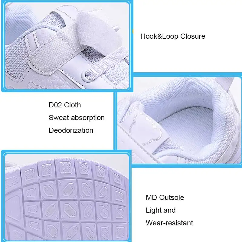 Белые туфли для мальчиков и девочек; Размеры 26-37; Подростковая школьная спортивная обувь для детей; прогулочный светильник для бега; износостойкие теннисные кроссовки