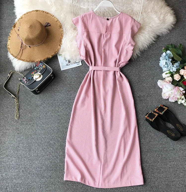 Neploe Korean Summer Irregular Slim Fit Girls Dresses Solid Lace Up Empire Vestidos Elegant Temperament Party cotton Dress 45598