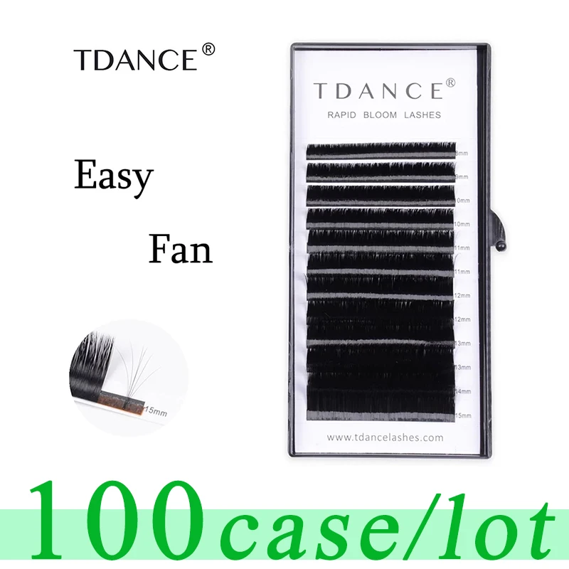 

TDANCE 100pcs/lot Rapid Blooming Volume Eyelash Extensions self fanning Fast Fan Individual Lashes Rapid Automatic Blooming