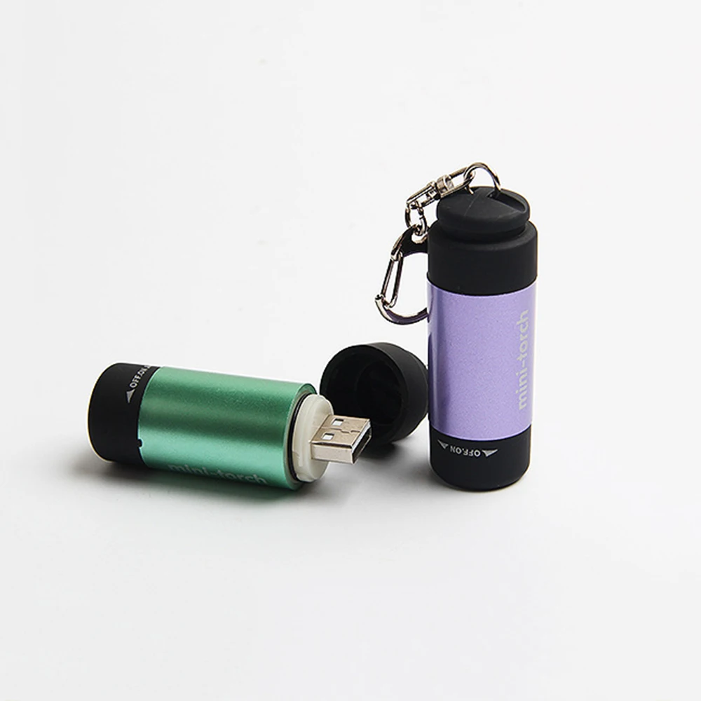 

USB Rechargeable LED Torch Lamp Flashlight Keychain Small Pocket Torch Light Lamp Portable Moon Light Lanternas