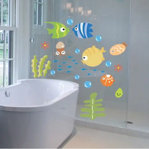 

BornIsKing Lovely Tropical Cartoon Fish Sea Bubble Ocean World Removable Wall Sticker Decal Washroom Baby Room Decor