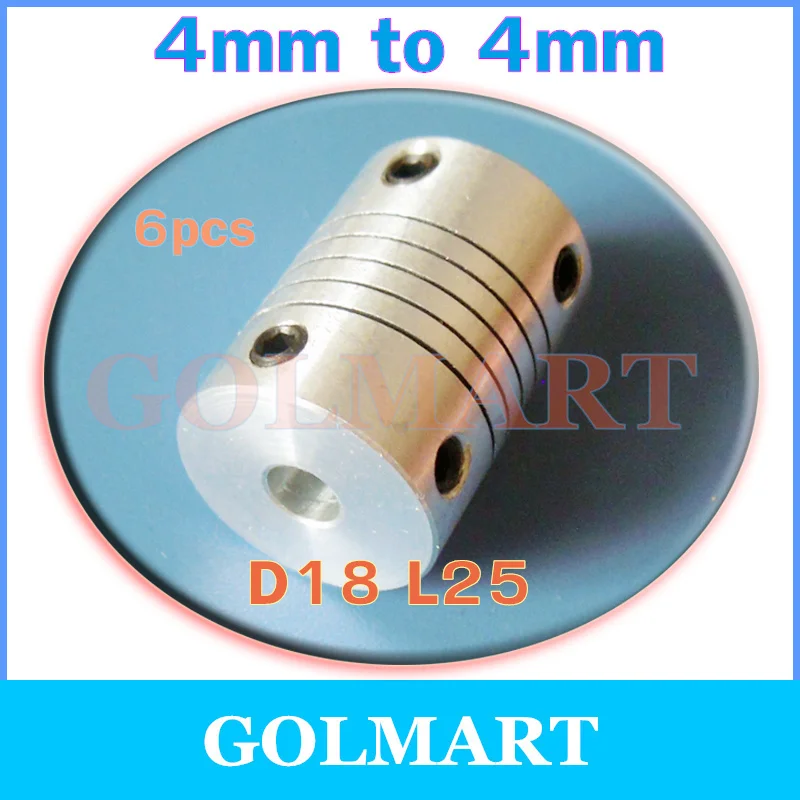 6pcs 4mm to 4mm Flexible Shaft Coupler 4*4mm Flex Clamp Shaft Coupling Connector Diameter 18mm