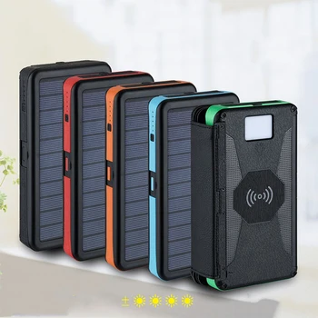

20000mAh Qi Wireless Charger Solar Power Bank Portable Folding Foldable Waterproof Solar Panel Charger Dual USB LED Power Bank