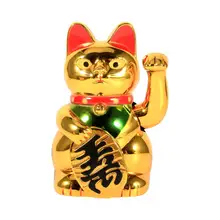

Good Luck Cat Welcoming Gold Beckoning Waving Lucky Cat Figure Moving Arm Cat Waving Hand Fortune Paw Up