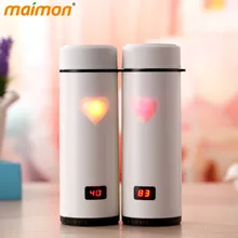 Acero inoxidable LED exhibición de la temperatura amor termo taza aisladas viajes frasco de vacío botella térmica taza recta regalo pareja