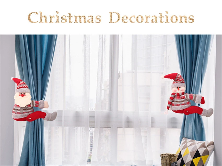 New Cute Christmas Curtain Buckle Christmas Decorations Window Decor Santa Claus Christmas Ornament for Home decoracion navidad