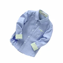 Famli/модные однотонные рубашки с широким рукавом для маленьких мальчиков; повседневная школьная форма; блузки; Детские рубашки; детская одежда; От 3 до 10 лет