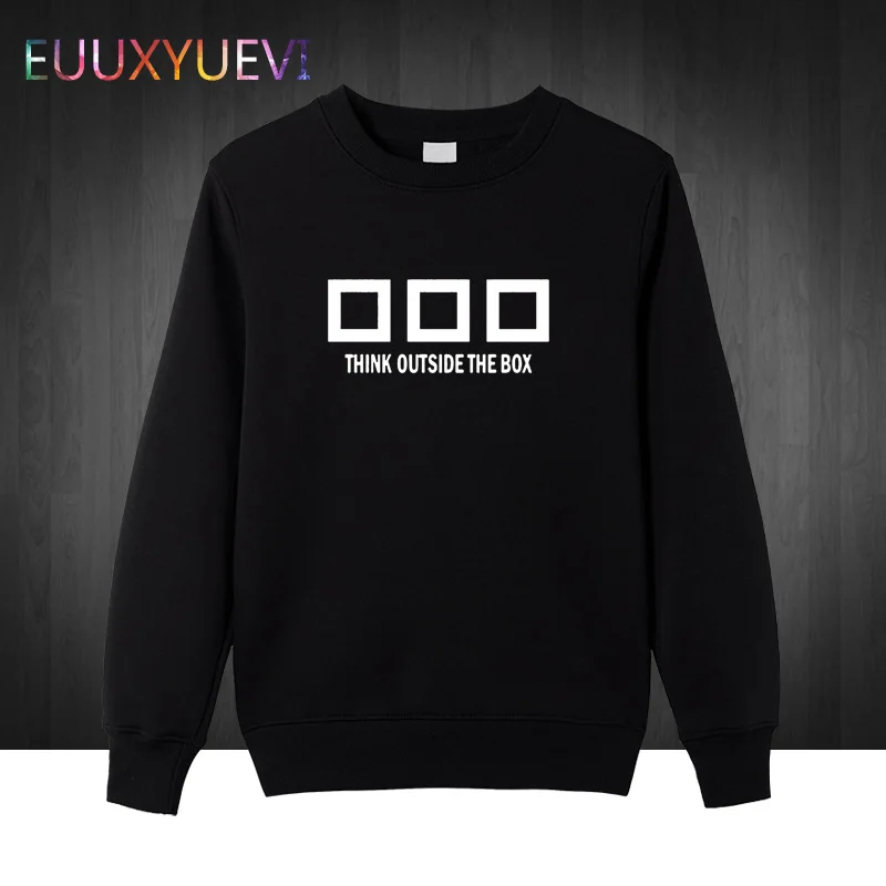 Think Outside The Box Cool Creative Sweatshirts Men Funny Hoodies 2018