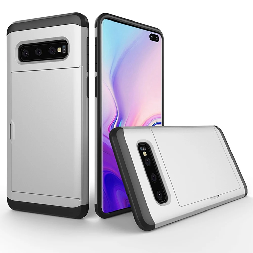 Скользящий скрытый кредитный держатель для карт чехол телефона samsung Galaxy S8 S9 S10 Plus