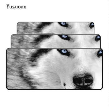 

Yuzuoan Customized Large Laptop Gaming Locking Edge White Wolf Mouse pad Mat for LOL Dota2 CS GO Mouse Mice Pad for Game Player