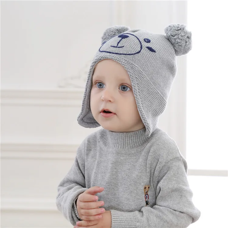 Buy All cotton bear infant child protective winter hat
