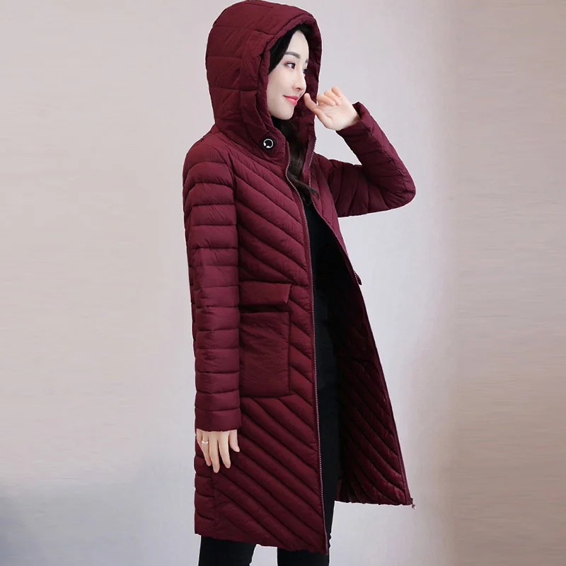 

2018 women hooded warm coat thick down cotton winter jacket women long winter coat women down cotton coat LJ0435