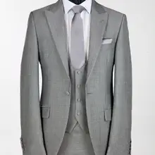 Светло-серый фрак максимумом нагрудные один Button3Pieces(JacketPantsTieVest) Мода Custme сделано Для мужчин костюмы элегантные Популярные тонкий Terno