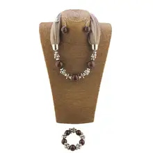 Набор Стильное ожерелье из бисера женский шарф браслет ювелирные изделия серьги подвеска