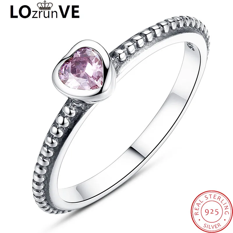 LOZRUNVE 2018 Оригинал 925 серебро regalos originales розовое сердце Романтический Сладкий палец
