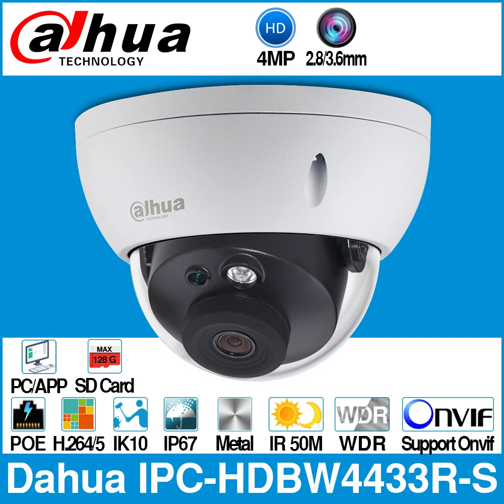 

Dahua IPC-HDBW4433R-S 4MP IP Camera Replace IPC-HDBW4431R-S With POE SD Card Slot IK10 IP67 Onvif Starnight Smart Detection
