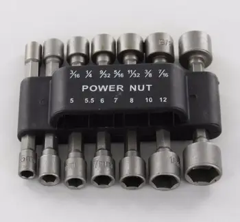 

14pc Power Nut Driver Set Dual Metric MM & Standard SAE 1/4" Shank CRV