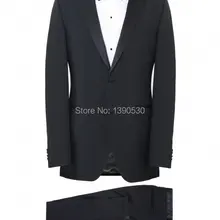 Шерсть, на заказ, черный атласный лацкан с двумя пуговицами, лацкан с тупым углом, два предмета, Свадебный костюм для жениха