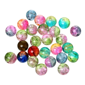 

DoreenBeads Glass Loose Beads Round At Random Crackle DIY Making Bracelets Necklace Handmade Jewelry Gift About 8mm Dia, 500 PCs