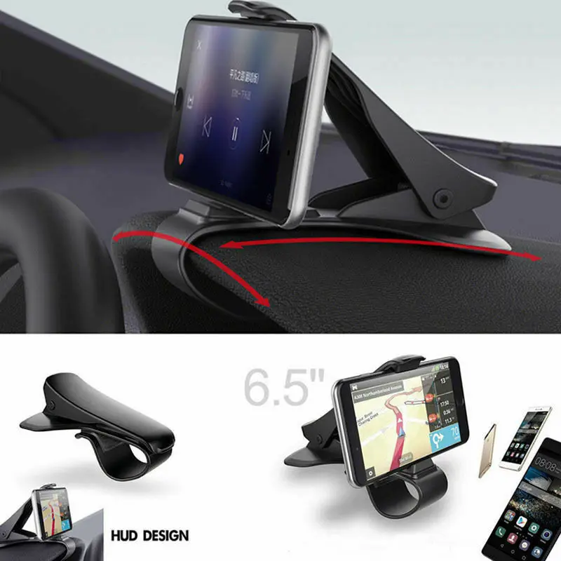 

Universal Car Phone Holder Clip Anti Skid HUD Design Dashboard Adjustable Mount
