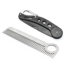 Портативная Мужская Расческа для бороды из нержавеющей стали Мужская бритвенная карманная Расческа для усов 1 шт