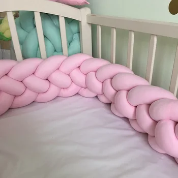 

2019 Newborn Baby Bed Bumper Pure Weaving Plush Knot Crib Bumper Kids Bed Baby Cot Protector Baby Room Decor