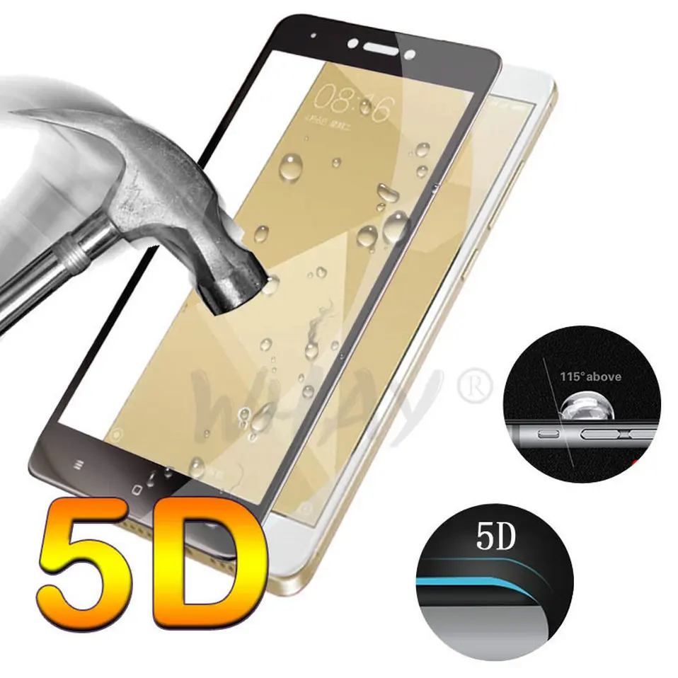 5D Full Cover Tempered Glass For Xiaomi Redmi Note 4X Case Curved Edge Screen Protector For Xiaomi Redmi Note 4X 4gb 64gb 32gb   (1)