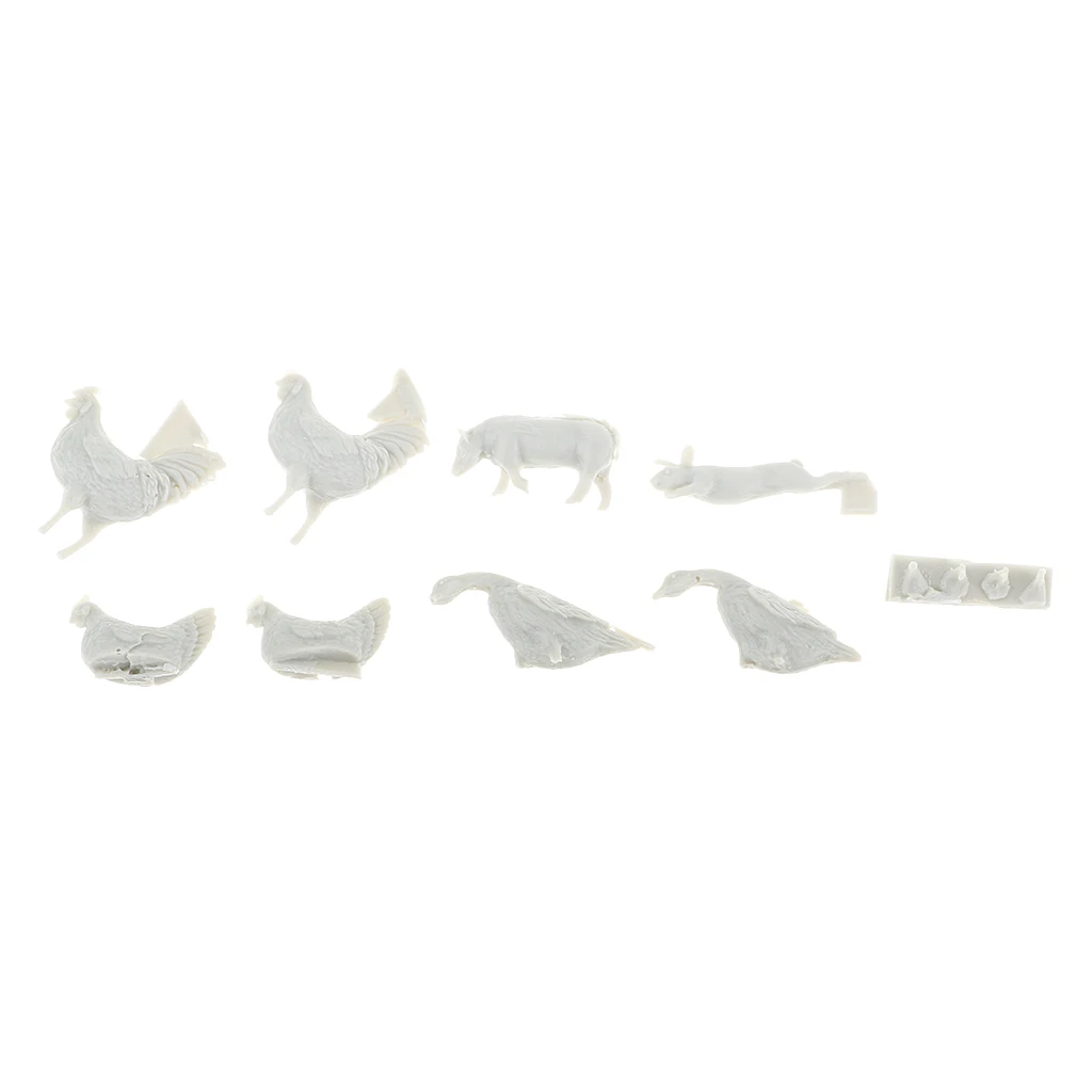 

1:35 DIY Unpainted Resin Animal Chicken Pig Duck Rabbit Model for Farm Scene Building Toys