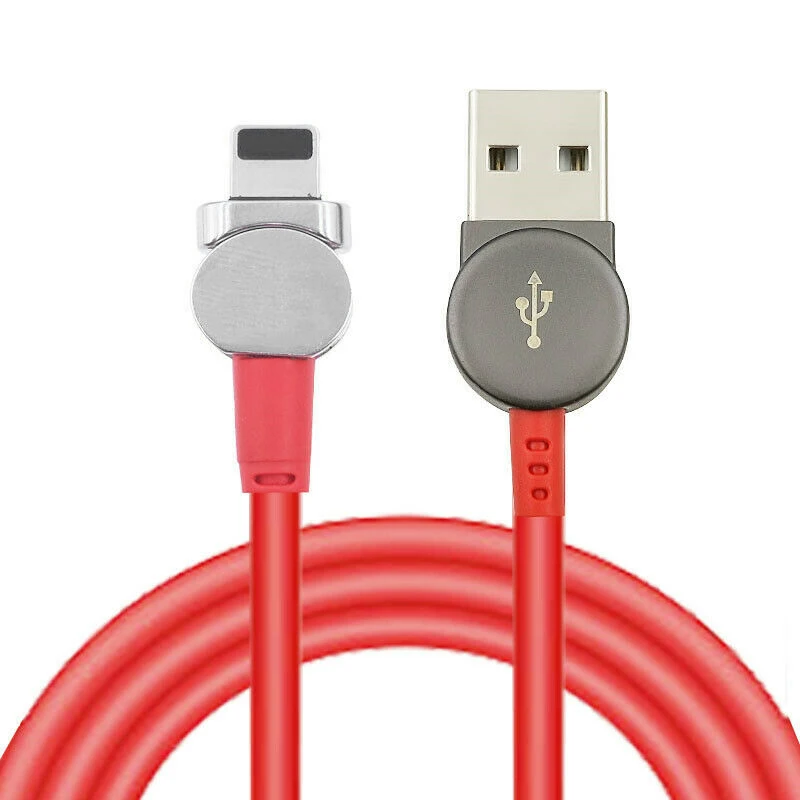 Магнитный usb type-C кабель для синхронизации данных в нейлоновой оплетке СВЕТОДИОДНЫЙ Магнитный зарядный кабель с индикатором вращающийся на 180 градусов Магнитный кабель для передачи данных - Color: Red