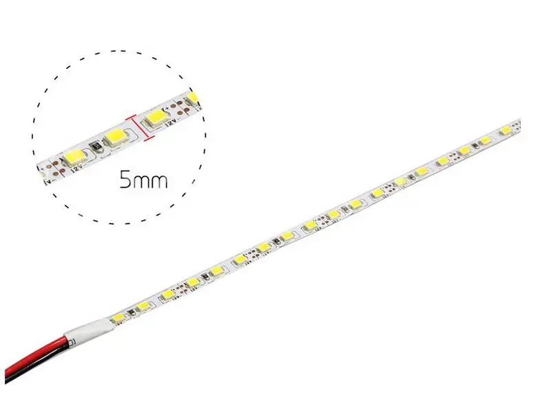 5 мм Светодиодные полосы 3528SMD 12Vdc 5 м 120 светодиодный s/M неводонепроницаемая лента Светодиодная гибкая подсветка для небольшого узкого пространства