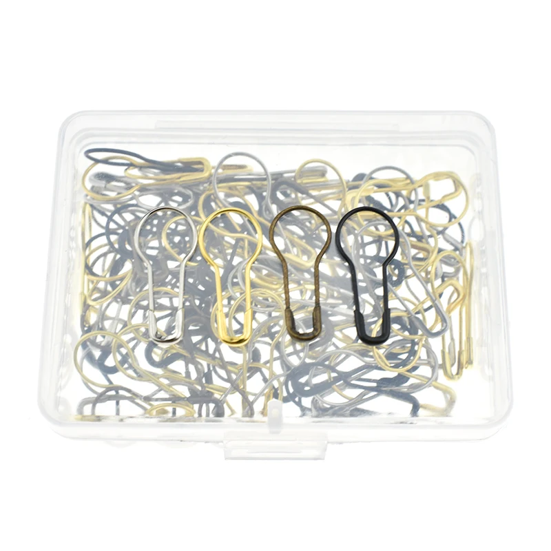 100PCS Steel Pear Shaped Pins Garment Gourd Safety Pin Hangtag Seal Metal Mix Color Safety Pins Women DIY Sewing Tools Accessory (1)