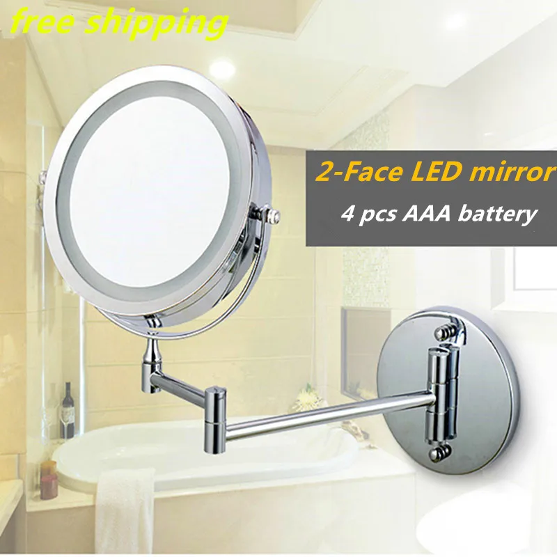  New fashion 7 inches led bathroom mirror Dual Arm Extend 2-Face Makeup mirror magnifying 10X Equipp