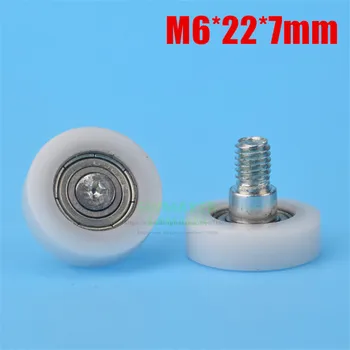 

M6*22*7mm 6*22*7 DR22 screw M6 pulley,flat clad plastic sheave pulley bearing for drawer/ refrigerator/printer/cash register