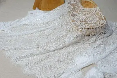 3 м/лот, многоцветная французская Высококачественная кружевная ткань для ресниц шириной 150 см, ручная работа, сделай сам, свадебное платье, одежда, аксессуары для штор - Цвет: Off white 75cm