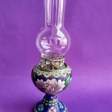 7.88 дюймов/Изысканный Древний Китайский медь перегородчатые сбора керосиновая лампа