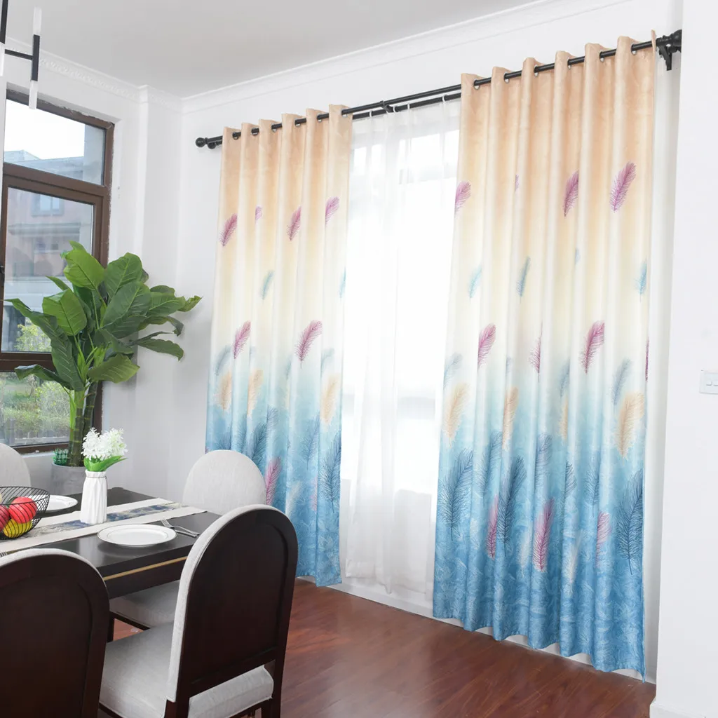 

Feather Silk Sheer Curtain Tulle Window Treatment Voile Drape Valance 1 Panel Fabric Dormitorio Curtains For Livingroom 3.29