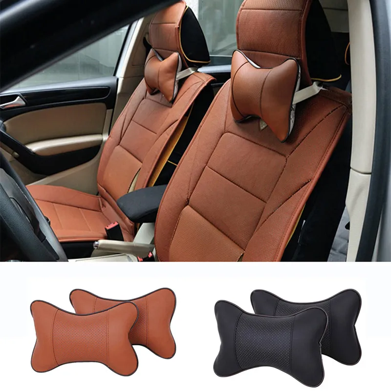 

1 Pcs Car Seat Headrest Head Neck Pillow Comfortable Soft Pad Neck Rest Support Cushion Car Accessories PVC Leather Pillow