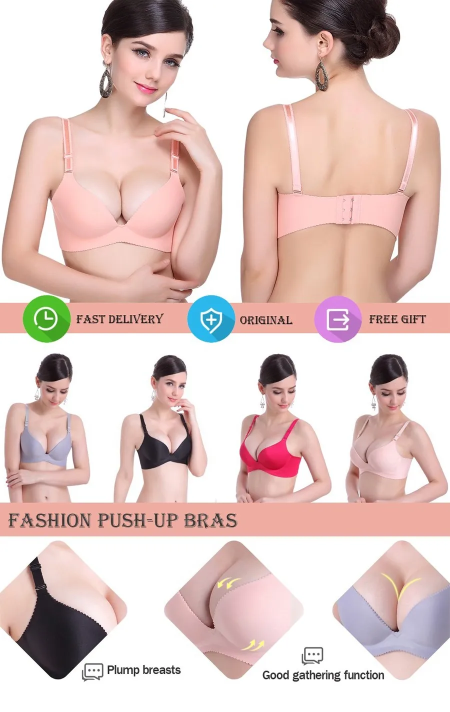 DeRuiLaDy Fashion Sexy Women Bra Adjustable Brassiere Seamless