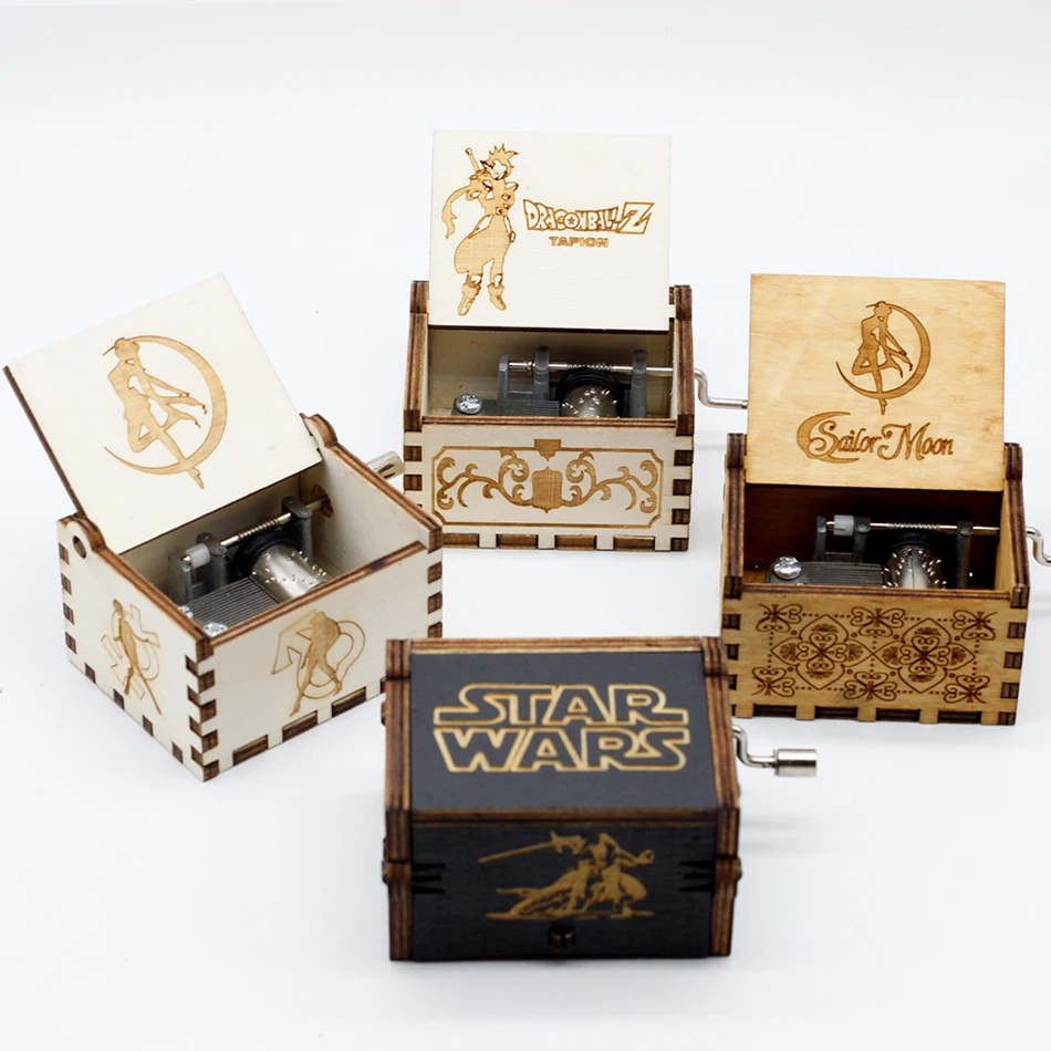 

Wooden Hand Cranked Music Box Beauty And The Beast Star Wars Island Princess For Christmas Happy Birthday Gift Children Gift
