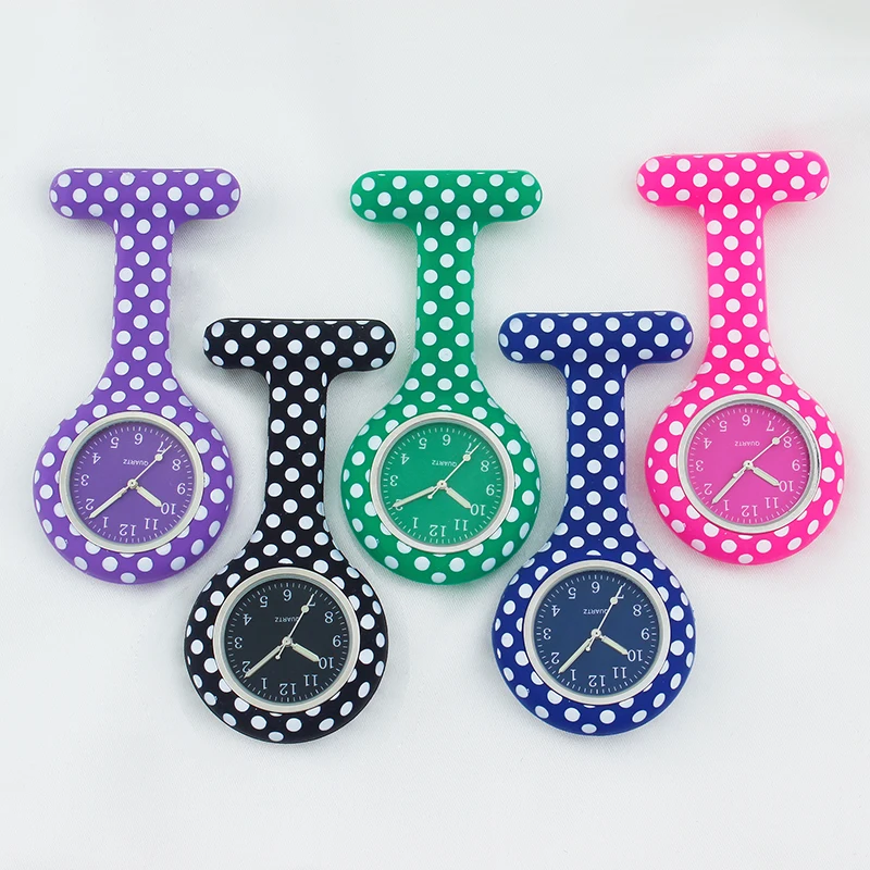 dots silicone nurse watch fob pocket watch doctor nurse gift colored dial Japenese high quality hospital 5