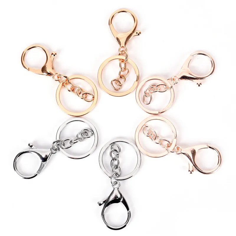 10pcs/lot Alloy Lobster Clasp Keychains Keyring DIY Craft Jewelry Making Gold Silver Plated