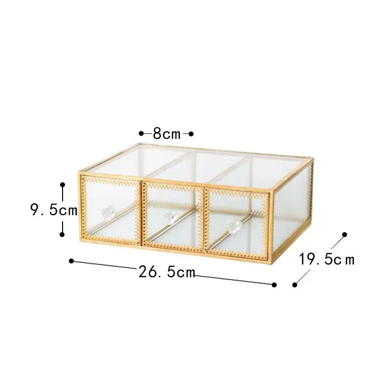 Шкатулка для ювелирных изделий Европейская спальня стеклянная полка для косметики туалетный столик уход за кожей продукты оформление рабочего стола пыль флип коробка для хранения - Цвет: D