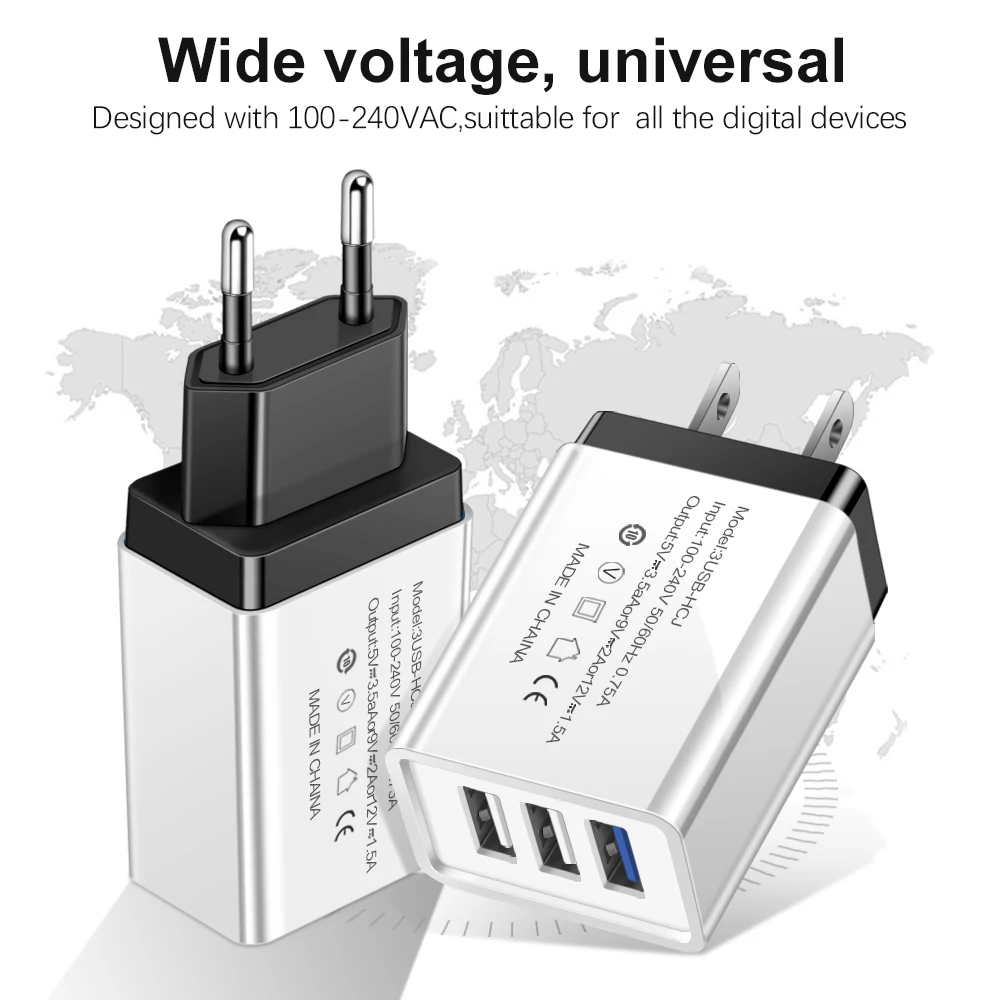 Suhach 3 Порты и разъёмы USB Зарядное устройство Путешествие адаптер 5В 3.1A стены Портативный штепсельная вилка европейского стандарта Зарядное устройство мобильного телефона Зарядное устройство для iPhone samsung Xiaomi