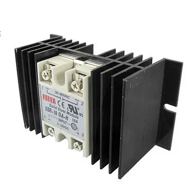 

High quality  Single Phase Solid state relay SSR-10DA-H 10A 3-32V DC 90-480V AC w heat sink